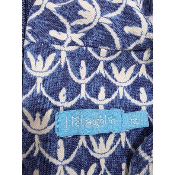 J. McLaughlin Bird Print Sleeveless Office Work Dress size 12 Blue/White A004005 - Picture 4 of 8